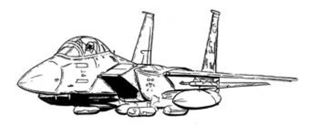 1088x477 black and white line drawing of f strike eagle - Strike Drawing