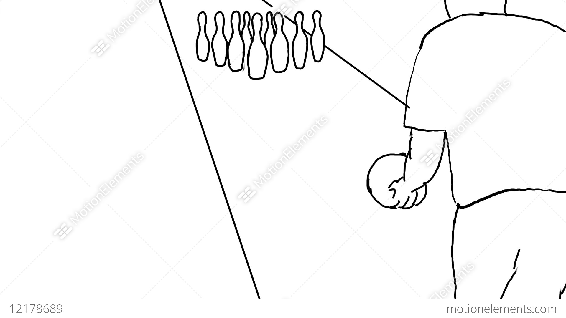 1920x1080 bowler ten pin bowling strike drawing animation stock animation - Strike Drawing