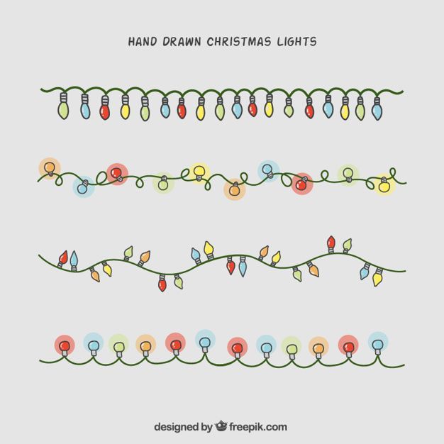626x626 hand drawn christmas lights collection free vector christmas y - String Lights Drawing