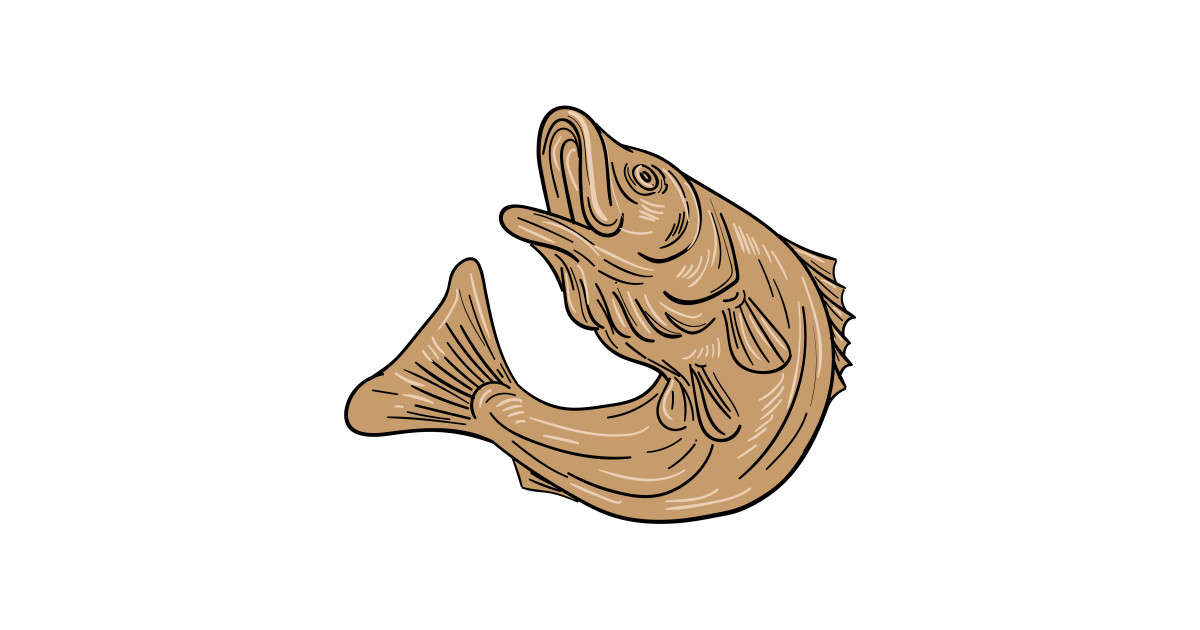 1200x630 Rockfish Jumping Up Drawing - Striped Bass Drawing