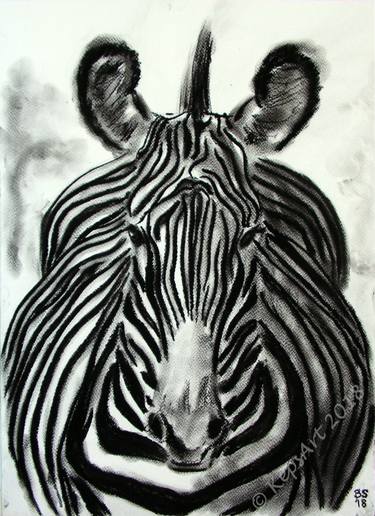 375x516 Stripes Zebra Drawing, Charcoal Drawing, Animal Art Drawing - Stripes Drawing