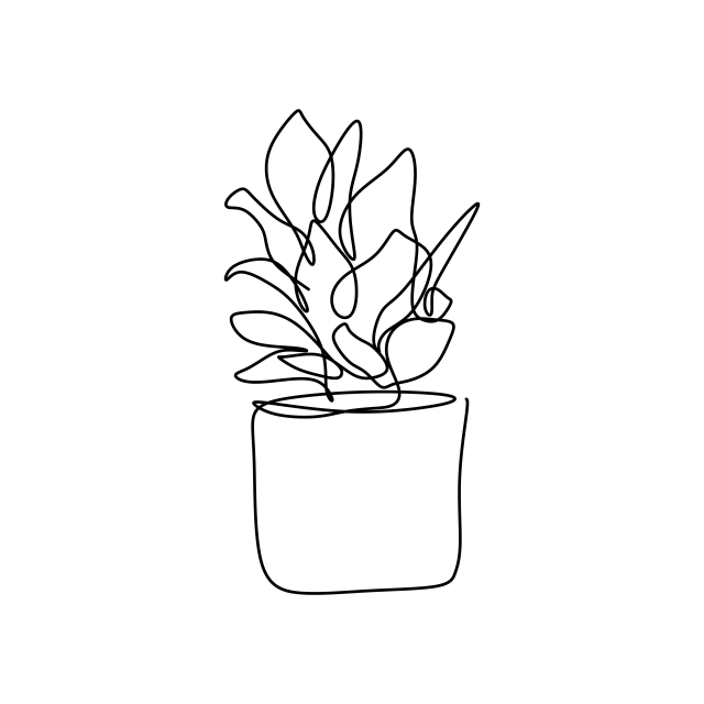 640x640 plant in the pot one line drawing vector illustration continuous - Stroke Drawing
