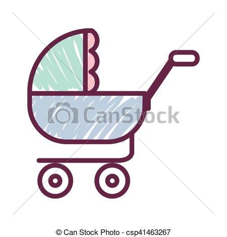 450x470 Blue Baby Stroller Icon Over White Background Draw And Sketch - Stroller Drawing