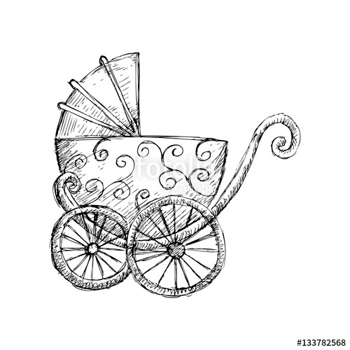 500x500 hand drawn baby stroller for newborn baby stock photo and royalty - Stroller Drawing