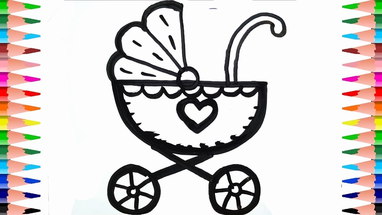 1280x720 How To Draw A Baby Stroller Step - Stroller Drawing