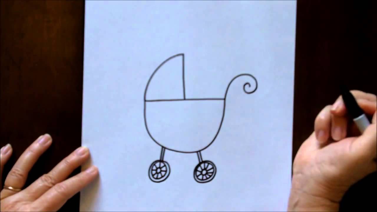 1280x720 How To Draw A Baby Carriage Stroller Cartoon Simple Drawing - Stroller Drawing