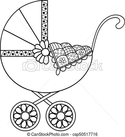 429x470 Huge Collection Of 'baby Stroller Drawing' Download More Than - Stroller Drawing