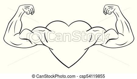 450x262 heart with muscular arms the concept of a strong heart vector - Strong Arm Drawing