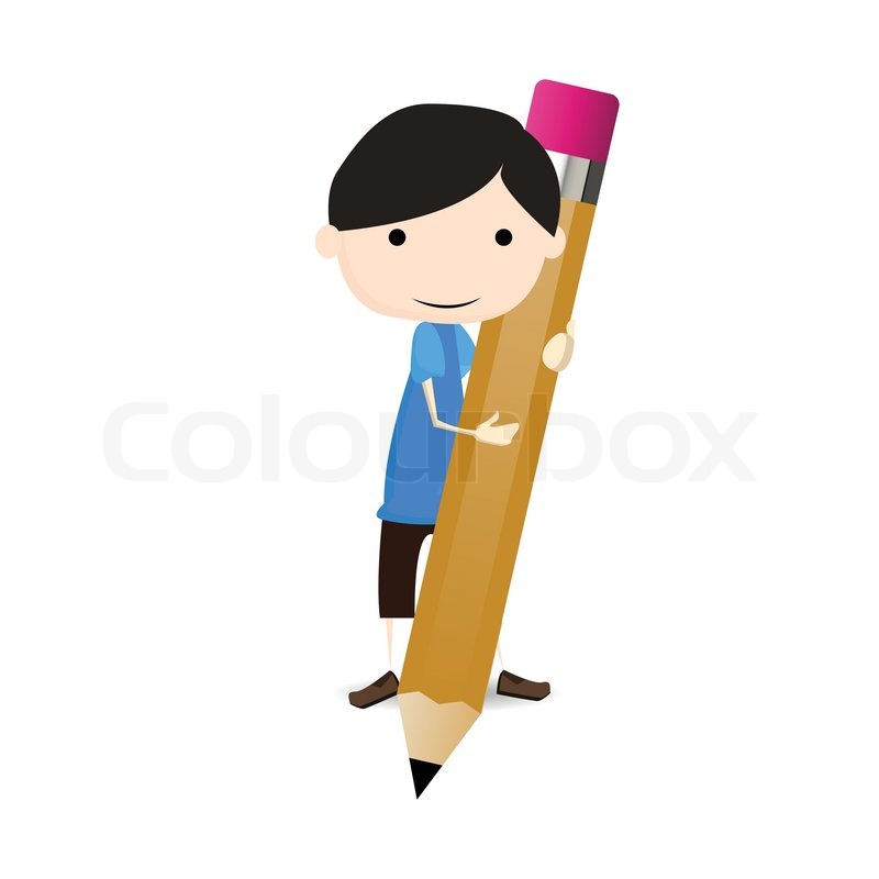 800x800 student draw a big pencil stock vector colourbox - Student Drawing