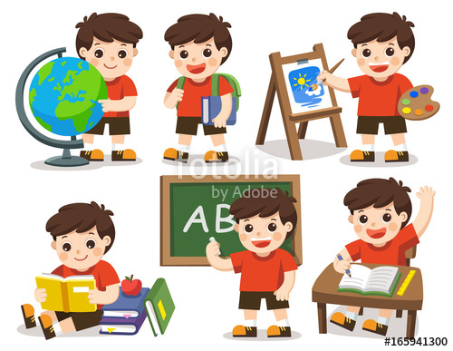 500x387 back to school a cute student study in school drawing a picture - Student Drawing