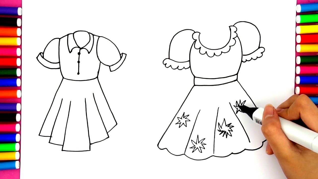 1280x720 drawing student dress, school skirt for girl - Student Drawing