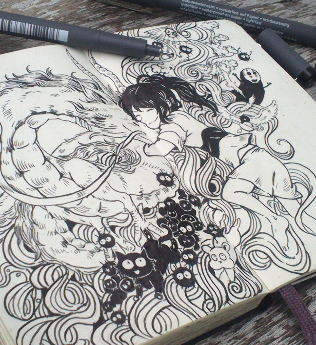 1280x1397 drawing hayao miyazaki fan art moleskine studio ghibli artists - Studio Ghibli Drawings