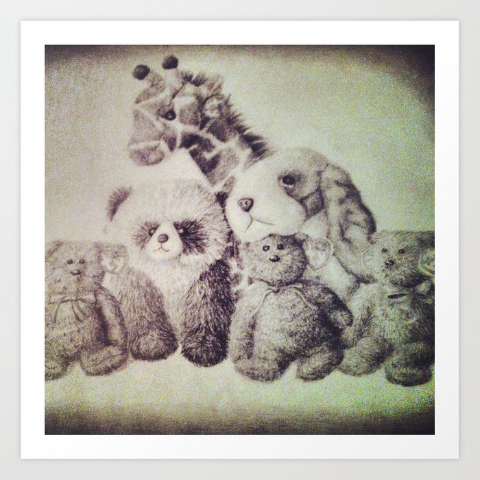 700x700 Cute Stuffed Animal Drawing Art Print - Stuffed Animal Drawing