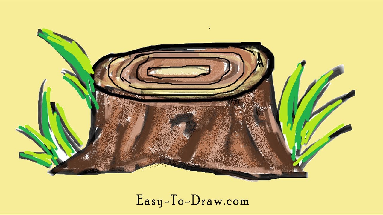 1280x720 how to draw a cartoon tree stump step - Stump Drawing