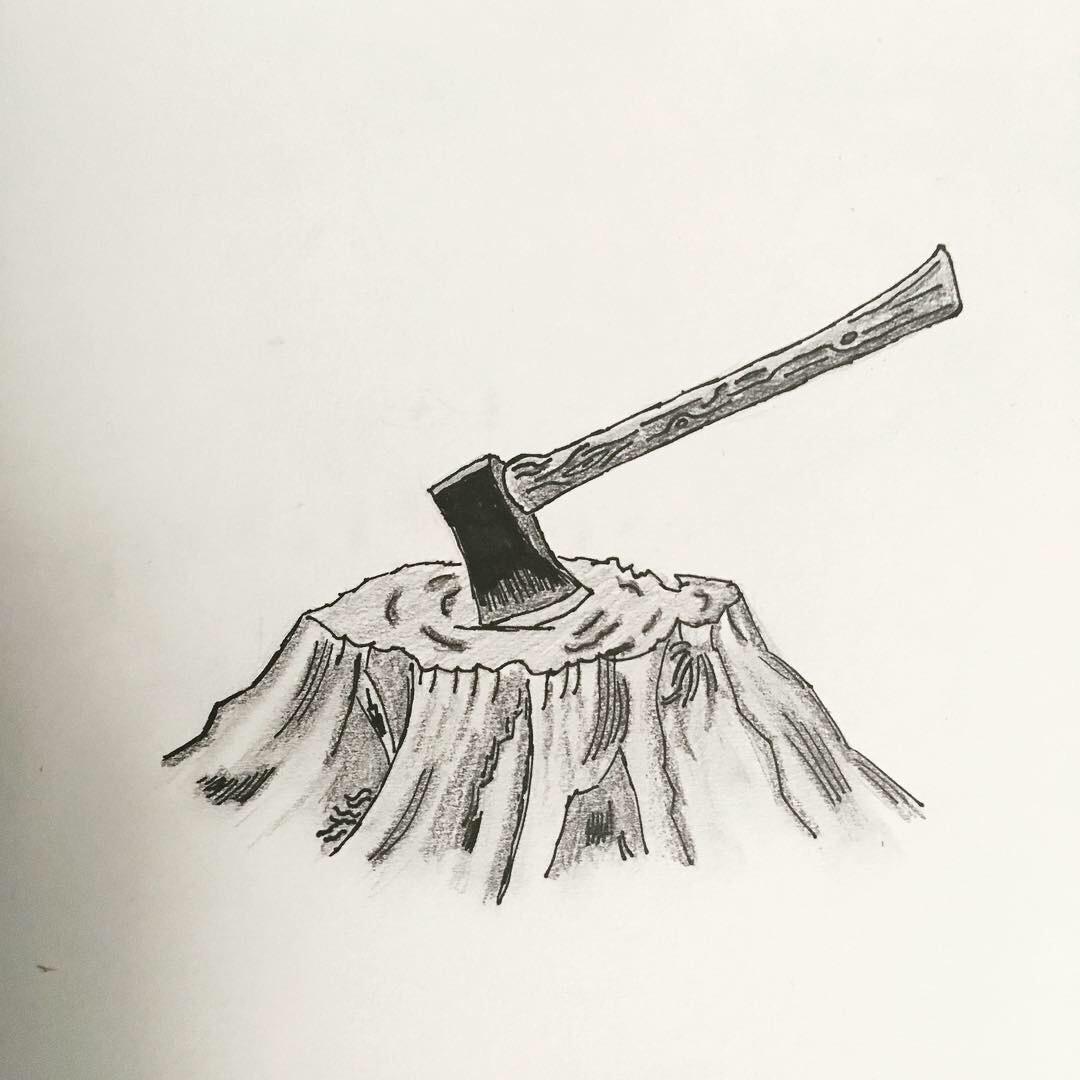1080x1080 today's inktober axe to a stump drawing - Stump Drawing