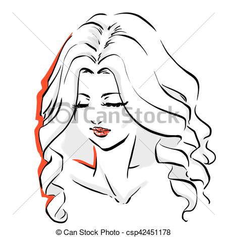 450x470 logo with stylish woman haircut beautiful woman face with elegant - Stylish Drawing