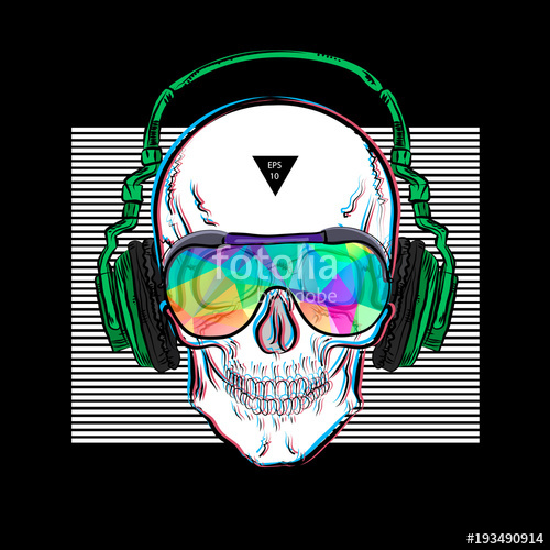 500x500 steep print with a skull in the headphones stylish drawing - Stylish Drawing