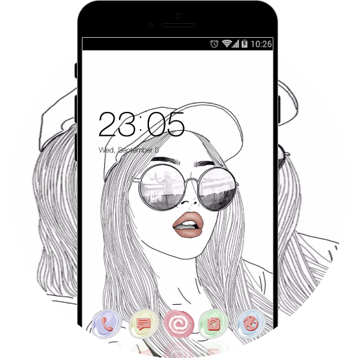 512x512 stylish drawing glamour girl free android theme u launcher - Stylish Drawing