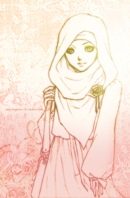 500x760 stylish hijabi girl drawing with bag - Stylish Drawing