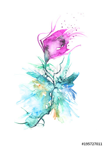 354x500 watercolor beautiful pink flower, rose on a white background - Stylish Drawing