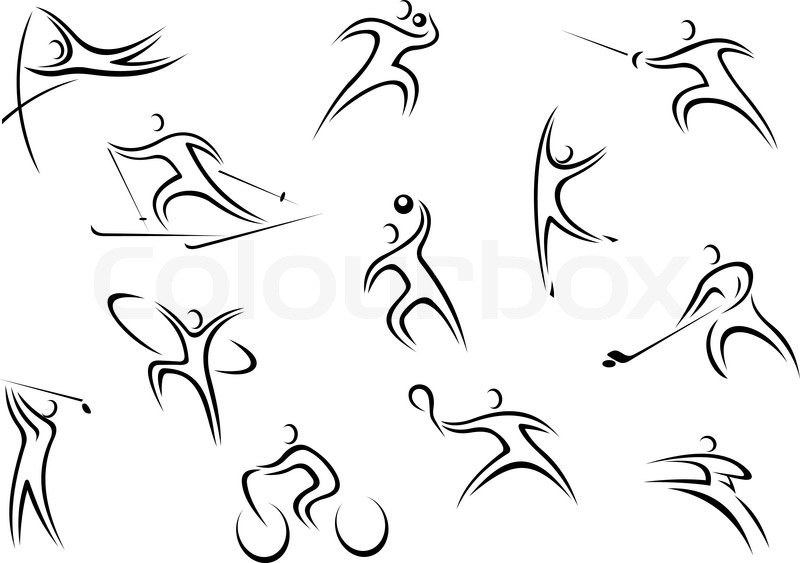 800x563 Stylized Line Drawing Sporsman Stock Vector Colourbox - Stylized Drawing