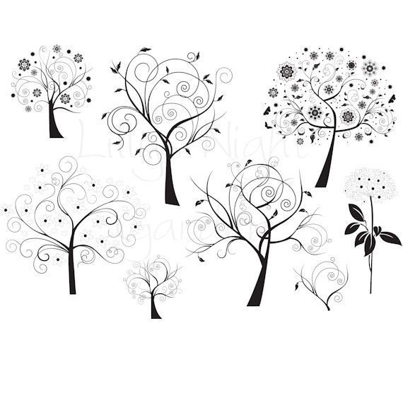 570x570 zentangle trees digital stamps, trees, digi stamps, 'stylized - Stylized Tree Drawing