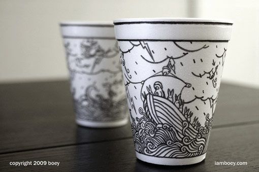 510x339 Gorgeous, Intricate Styrofoam Cup Line Drawings! Illustration - Styrofoam Cup Drawing
