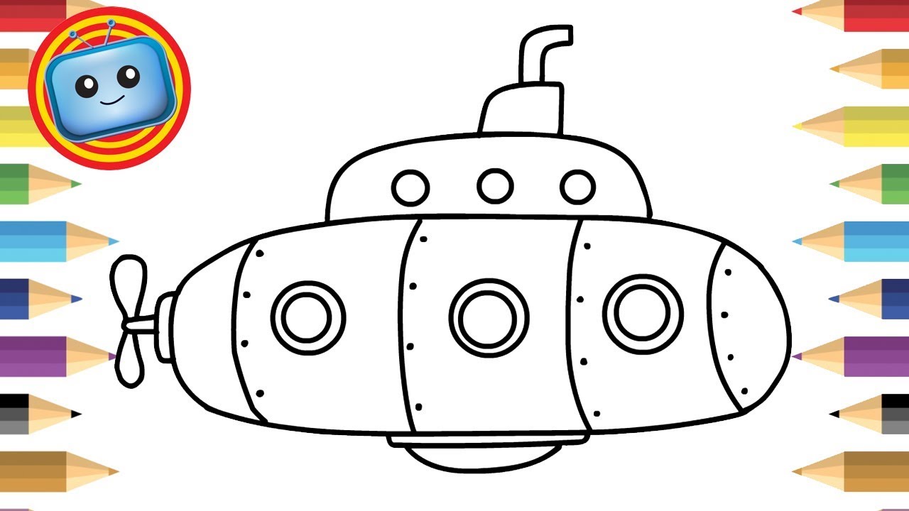 submarine drawing for kids