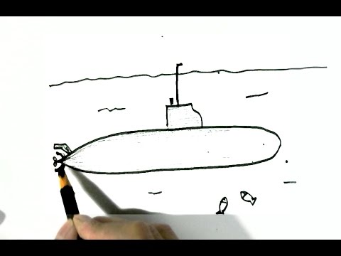 480x360 How To Draw A Submarine In Easy Steps For Children, Kids - Submarine Drawing