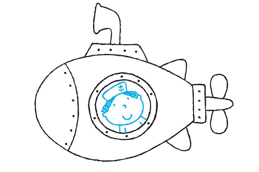 900x600 How To Draw A Submarine - Submarine Drawing