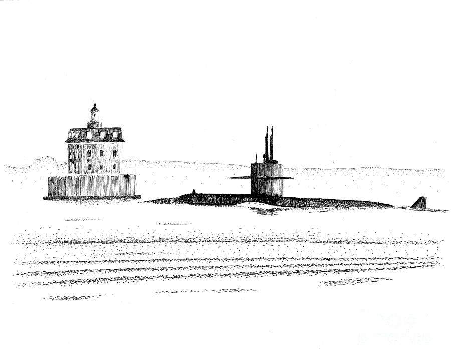 900x720 Ledge Light Submarine Drawing - Submarine Drawing