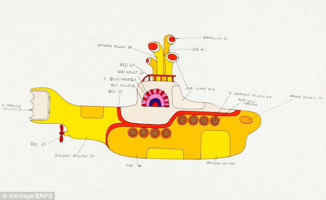 634x390 The Beatles' First Yellow Submarine Drawing To Fetch - Submarine Drawing
