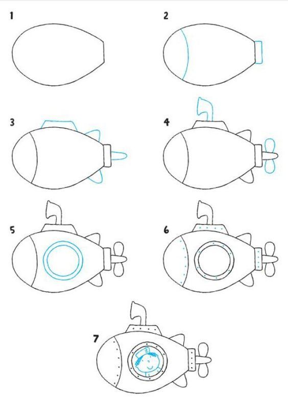 564x777 Lil Submarine Daily Draw Easy Drawings, Doodle Drawings - Submarine Drawing