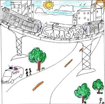 343x341 A Scene From New York City - Subway Car Drawing