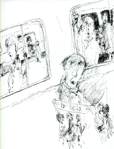 375x488 man in subway drawing - Subway Drawing
