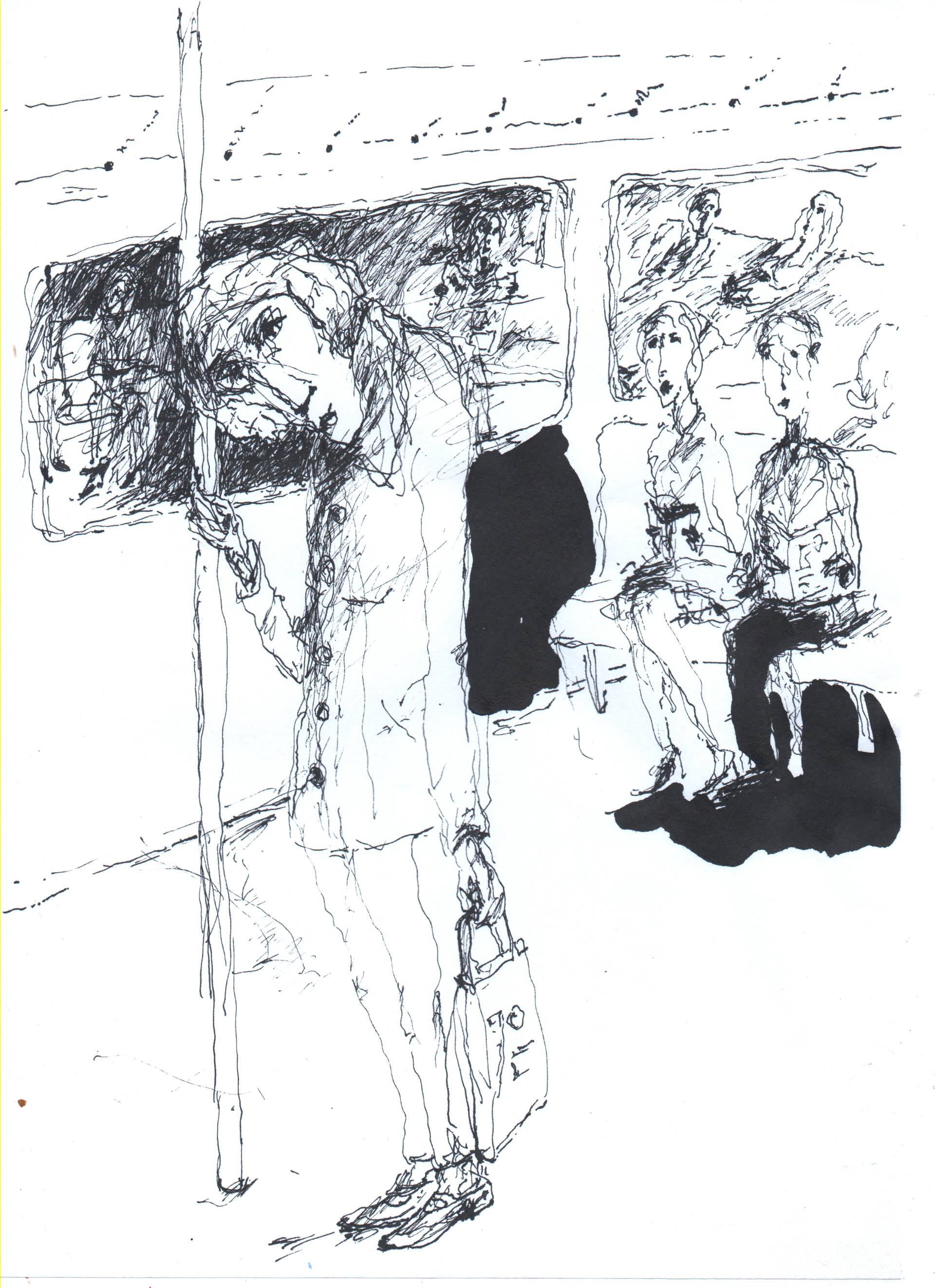 1920x2643 woman in subway drawing - Subway Drawing