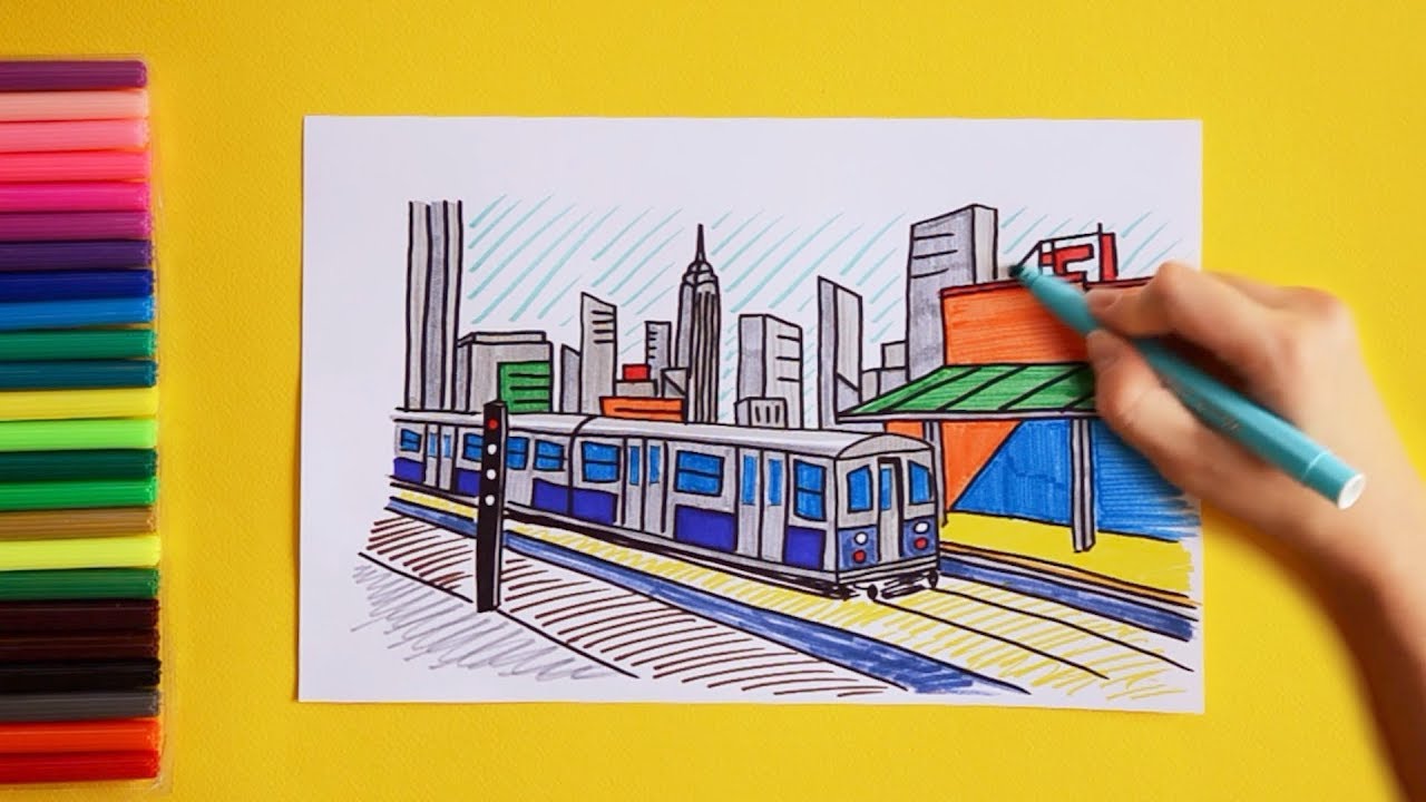 1280x720 how to draw a new york subway train - Subway Train Drawing