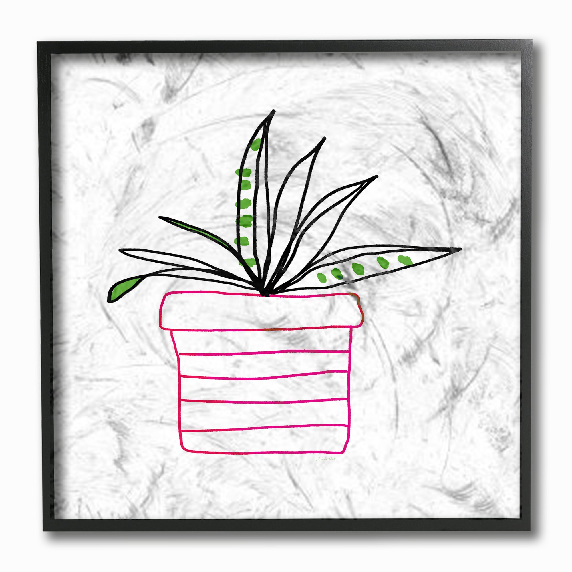 2000x2000 shop pink pot succulent line drawing framed giclee texturized art - Succulent Line Drawing