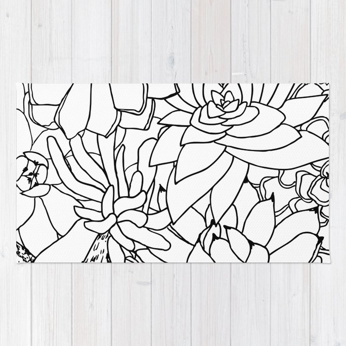 700x700 succulent line drawing rug - Succulent Line Drawing