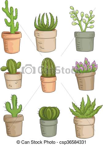335x470 illustration featuring a variety of succulent plants - Succulent Plant Drawing