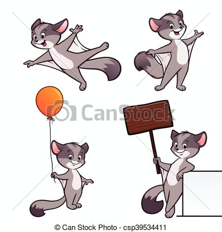 450x470 cartoon sugar glider a set of cartoon sugar glider illustration - Sugar Glider Drawing