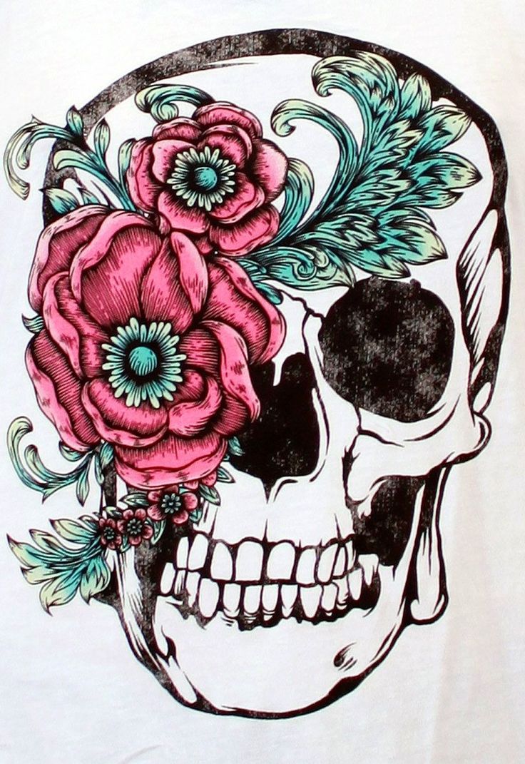 736x1071 Sugar Skull Clipart Rose - Sugar Skull And Rose Drawing