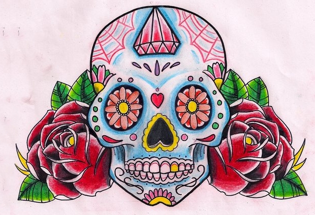 620x424 Rose Drawings Sketches Design Trends - Sugar Skull And Rose Drawing