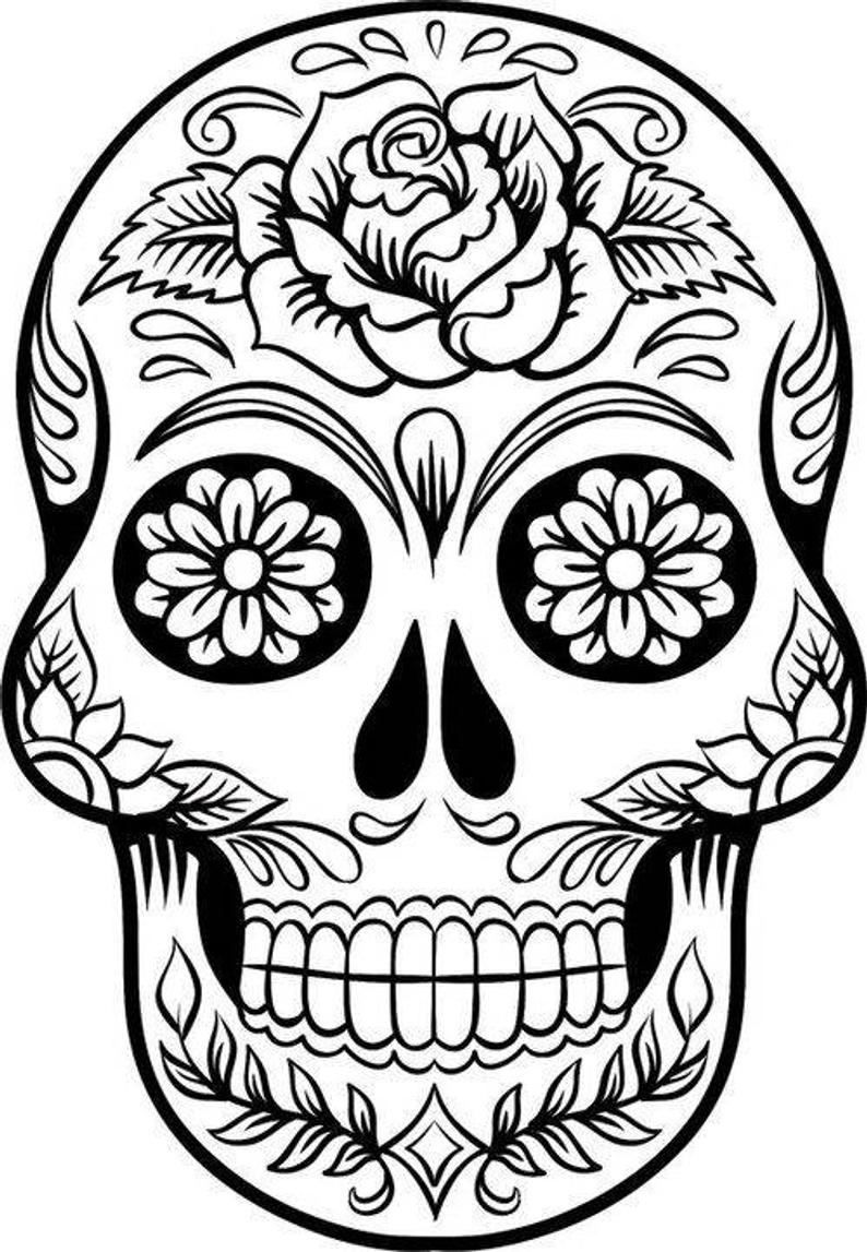 Sugar Skull And Rose Drawing at PaintingValley.com | Explore collection ...