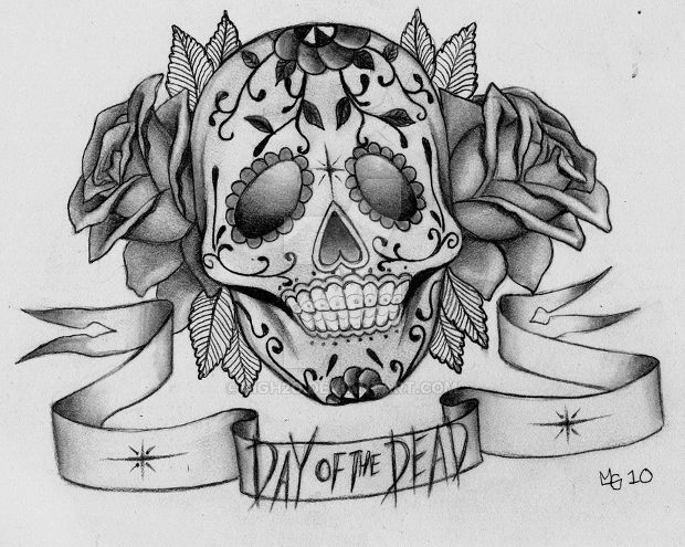 620x495 Skull Drawings, Art Ideas Design Trends - Sugar Skull And Rose Drawing