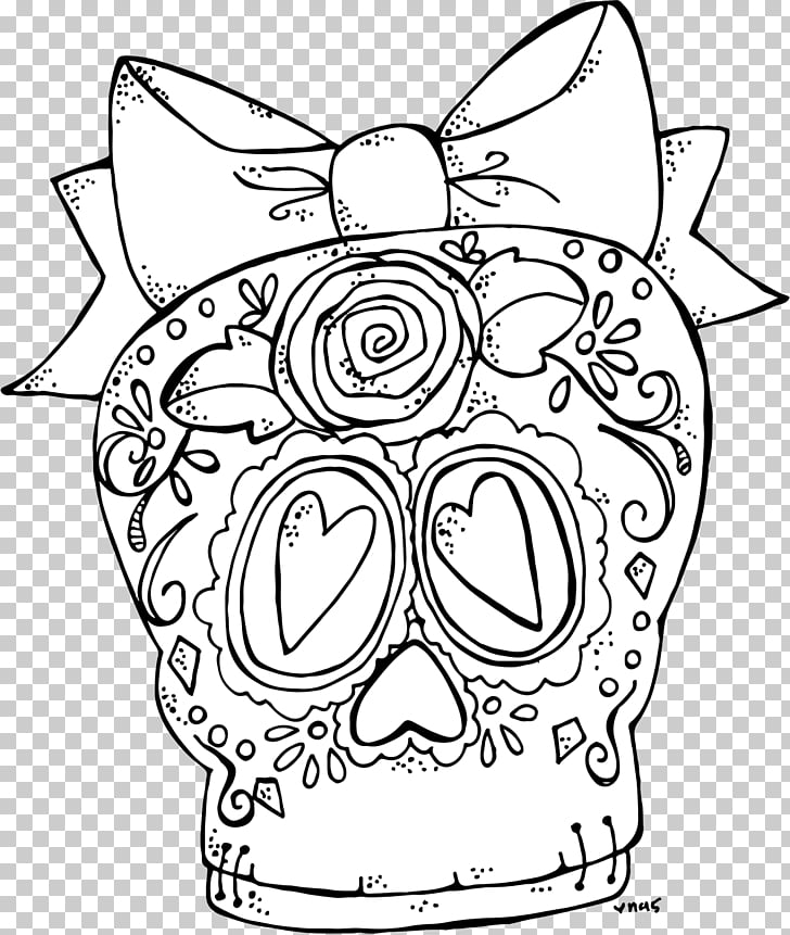 728x861 Digital Stamp Coloring Book Drawing Black And White, Sugar Skull - Sugar Skull Black And White Drawing