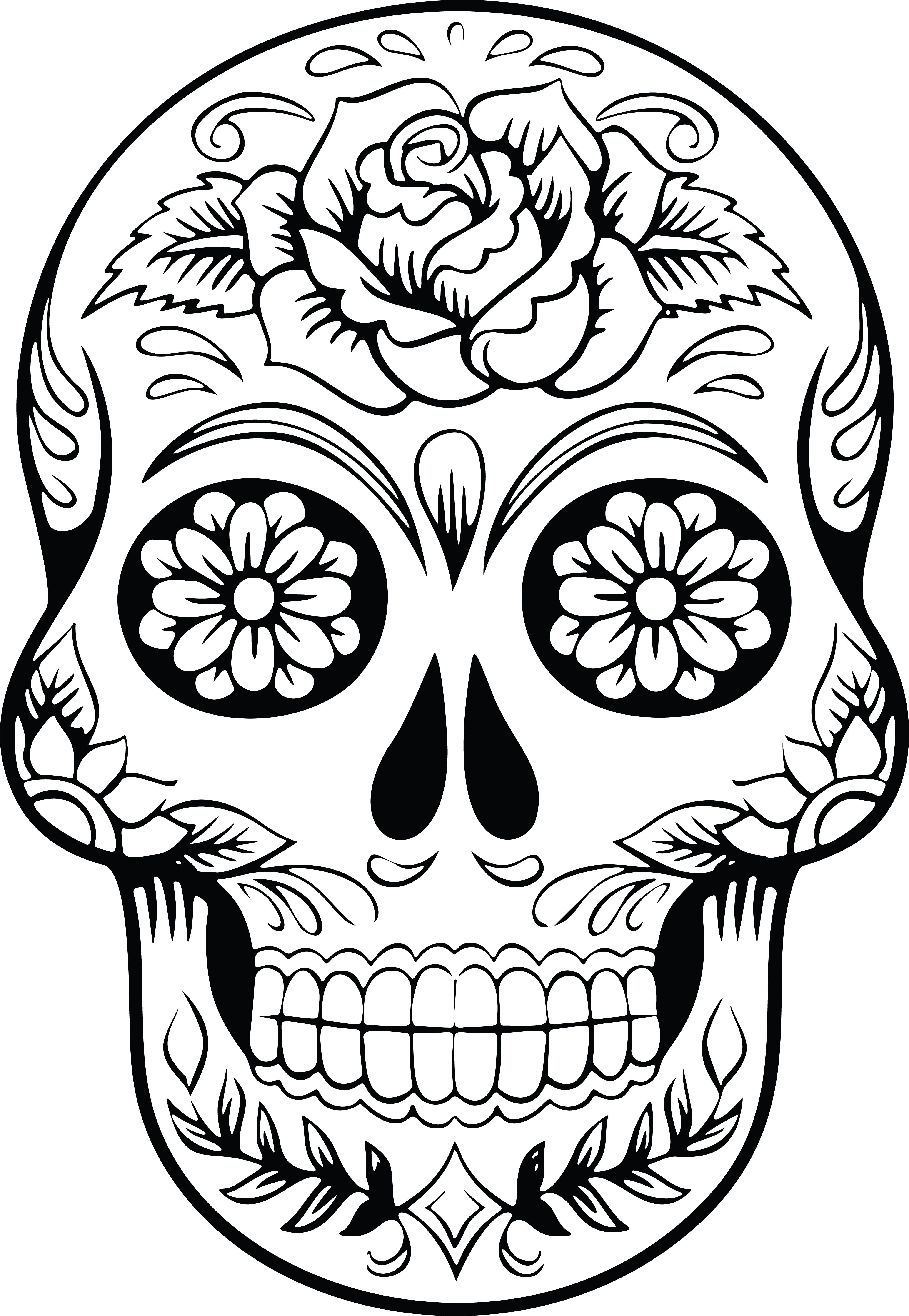 4000x5790 Free Clipart Of A Sugar Skull Printables, Downloads, Clipart - Sugar Skull Black And White Drawing