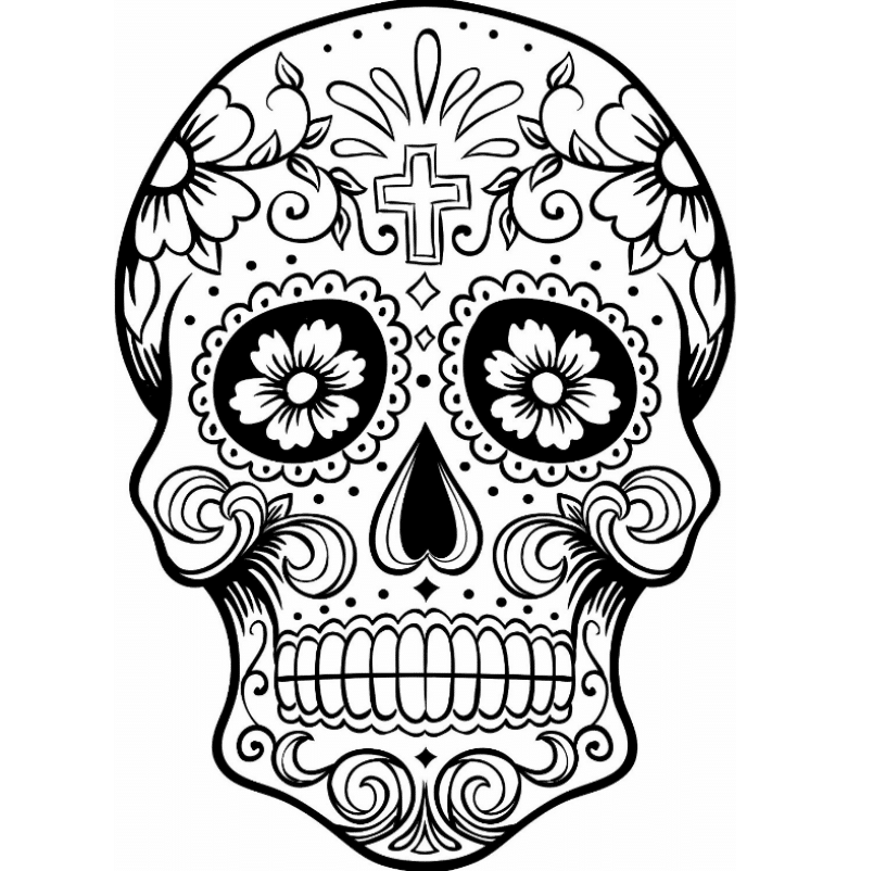 816x802 Print Download - Sugar Skull Black And White Drawing