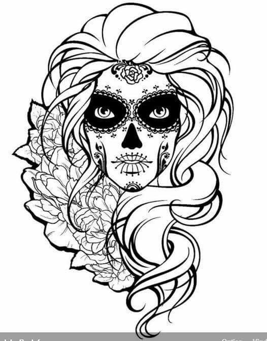 526x670 sugar skull sugar skulls + day of the dead coloring pages - Sugar Skull Black And White Drawing