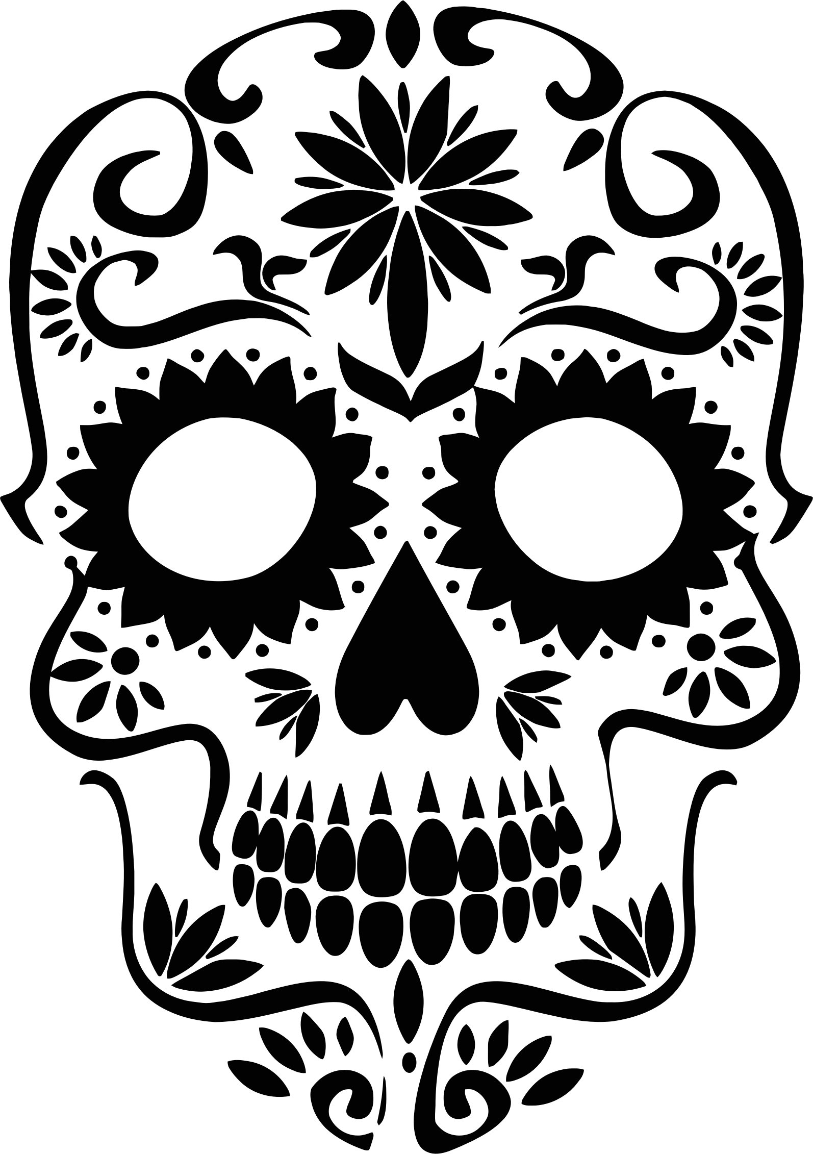 1594x2262 Simple Vector Sugar Skull Huge Freebie! Download For Powerpoint - Sugar Skull Black And White Drawing